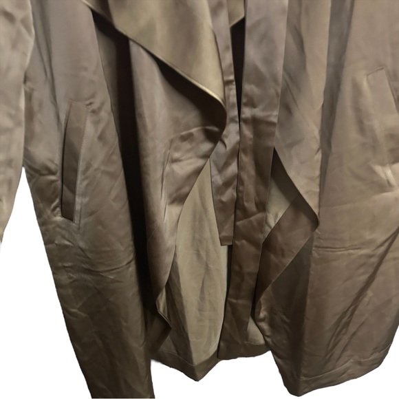 Rebdolls Plus Size 2X Satin Wide Lapel Duster Coat - Brown - Picture 7 of 13